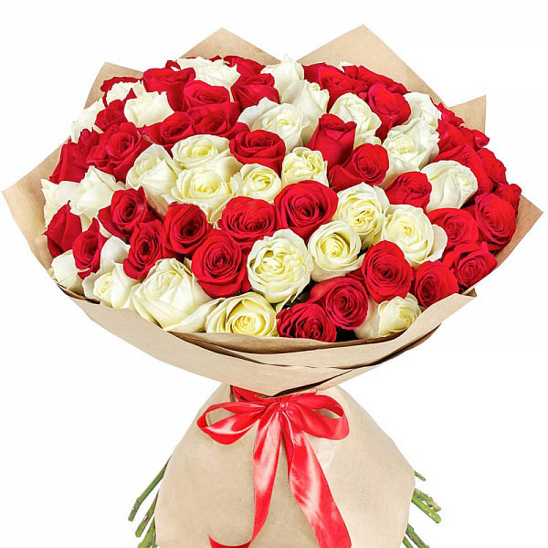 101 red and white roses