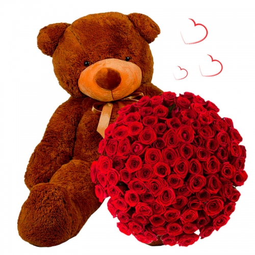 101 rose + Bear 1 m